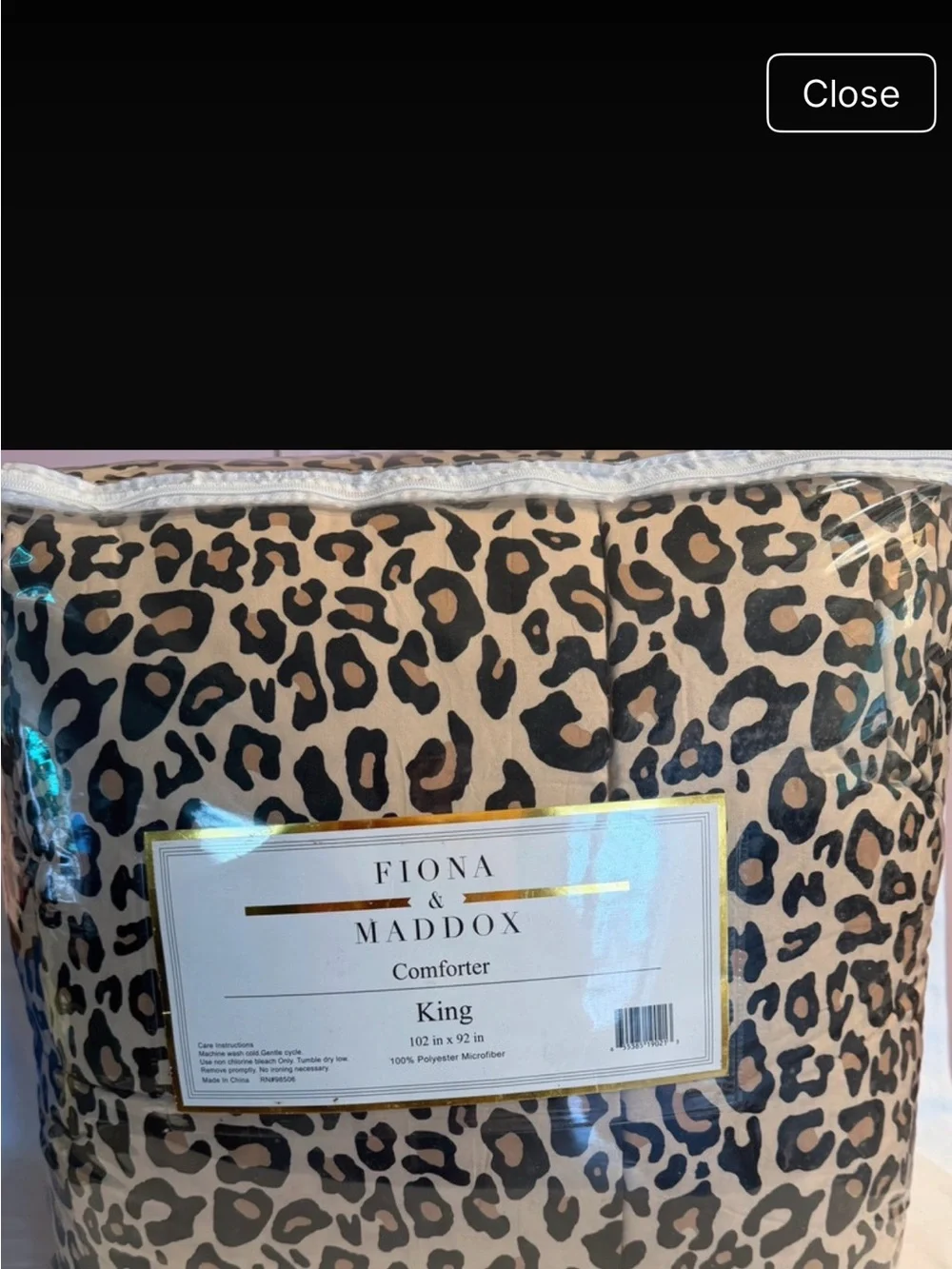 King size microfiber leopard animal print comforter 92 x 102” New in Pkg